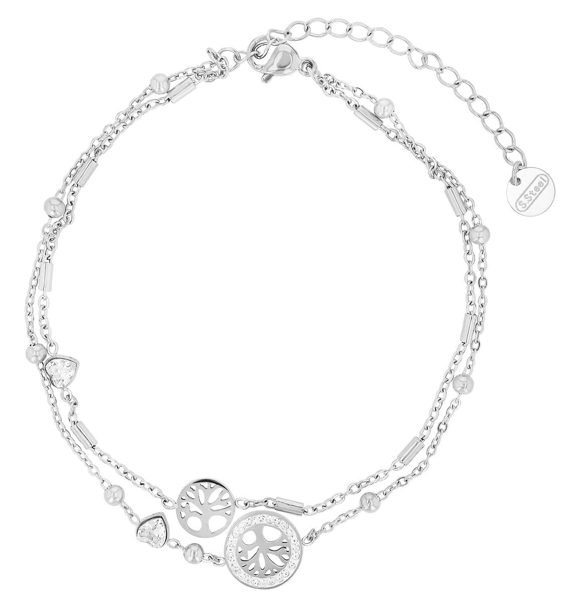 AKZENT Akzent dames voetsieraden Danika enkelbandje, levensboom, hart, roestvrij staal
