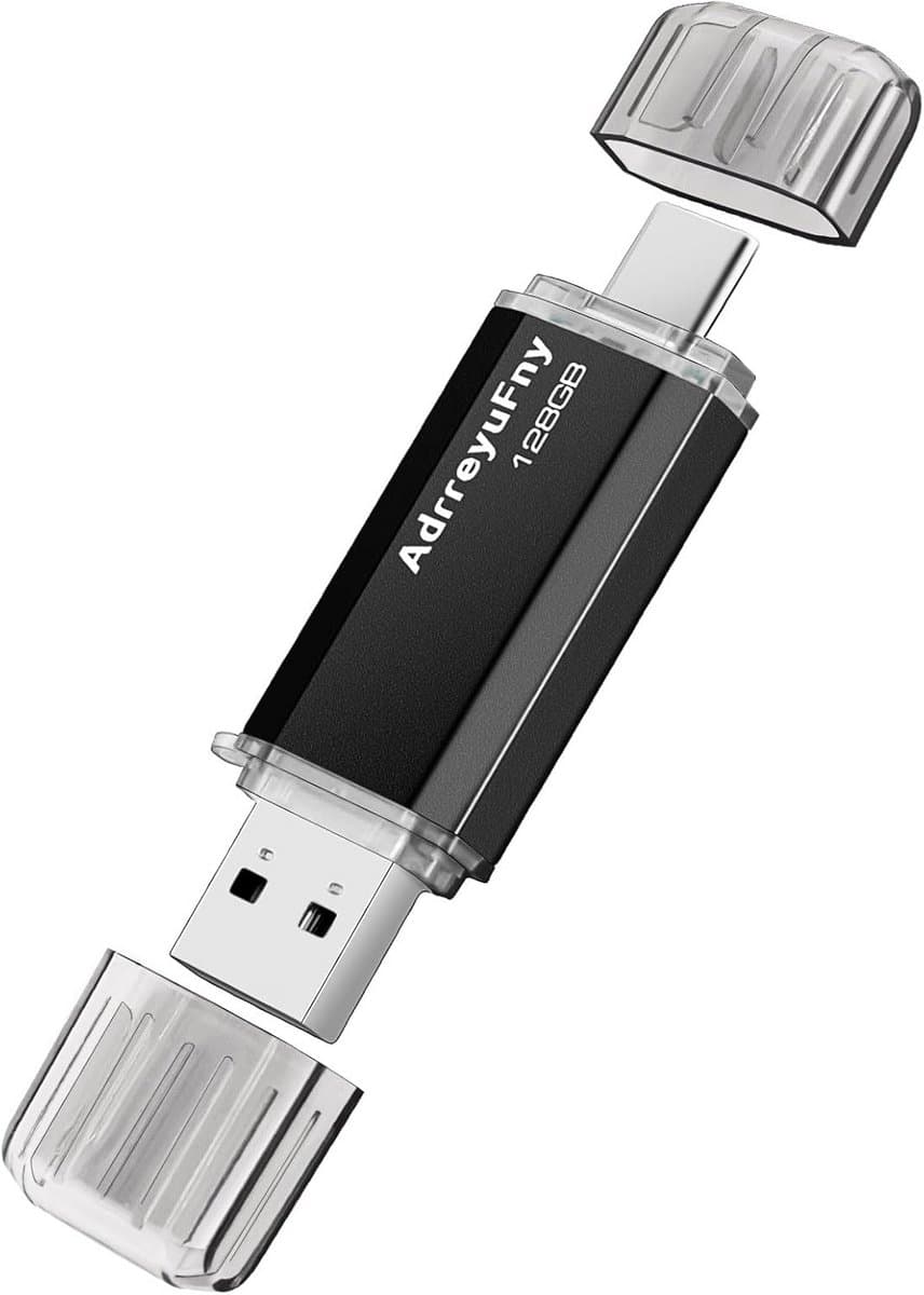 USB C Flash Drive 128GB OTG Type-C USB-stick voor Telefoon Tablet PC Zwart