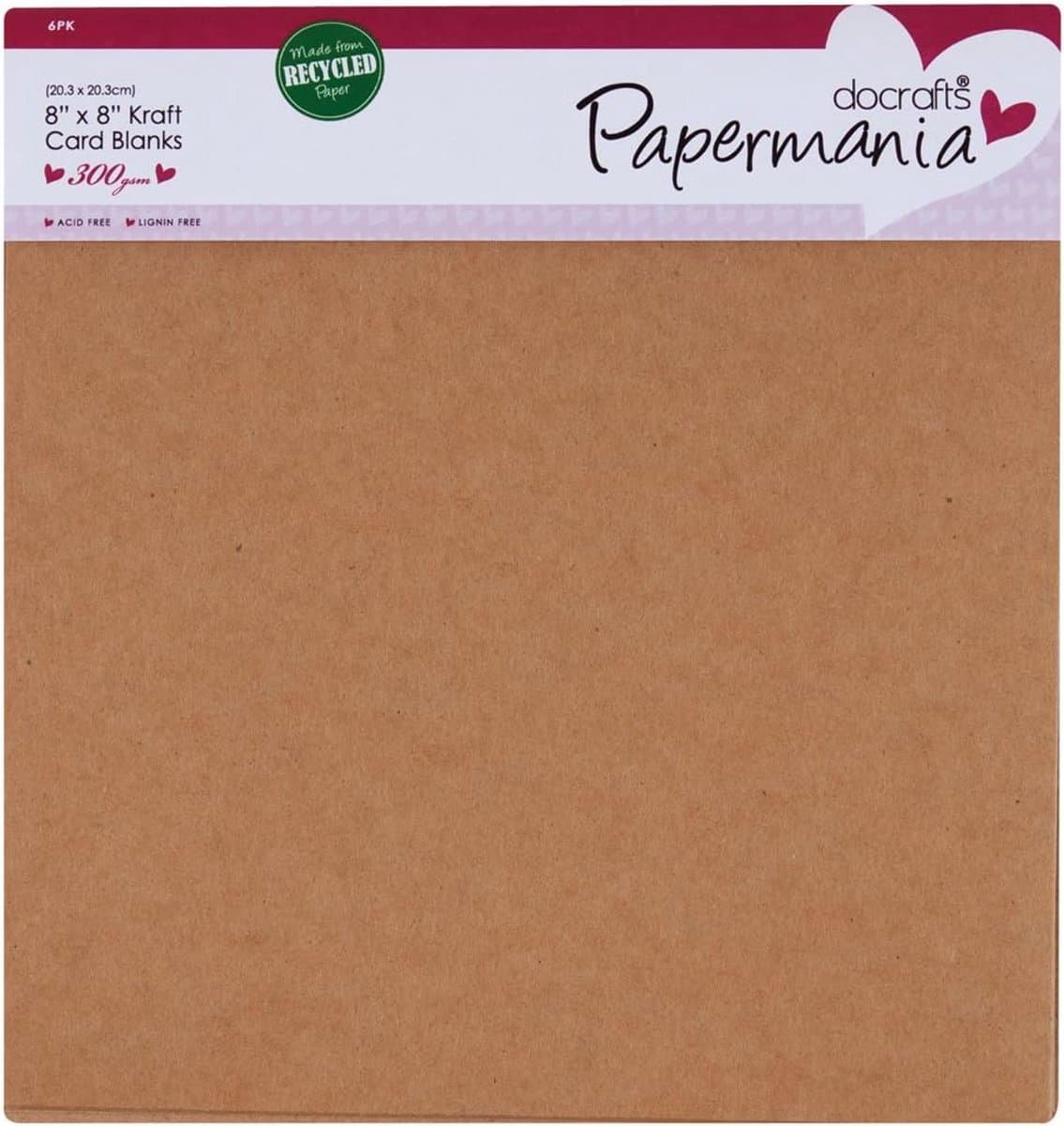 6 Kraft Vierkante Kaarten en Enveloppen 300gsm Gerecycled Bruin Voor Knutselen