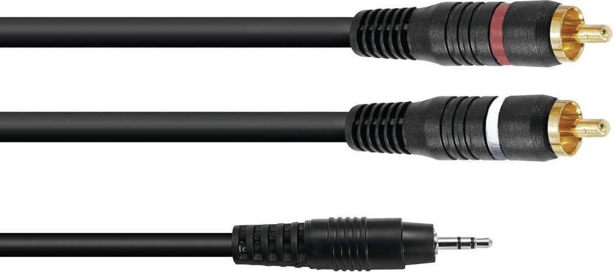 OMNITRONIC jack kabel 3 5 mm - jack naar tulp - aux kabel - audio kabel 3.5 Jack/2xRCA 1m bk