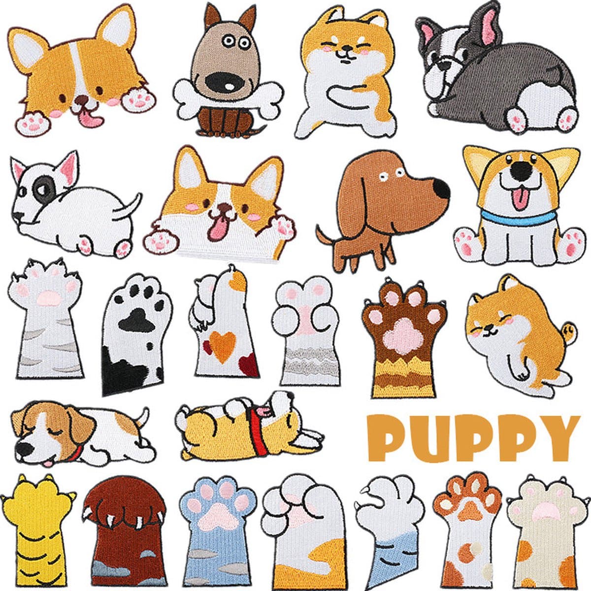 Hond en poot Series - 23 delige set -stof & strijk applicatie