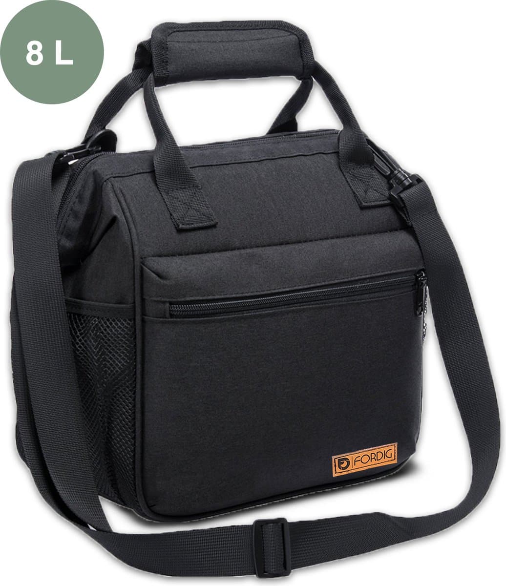 ForDig Lunchtas Koeltas - 8 liter - 4 laags - voor werk - zwart