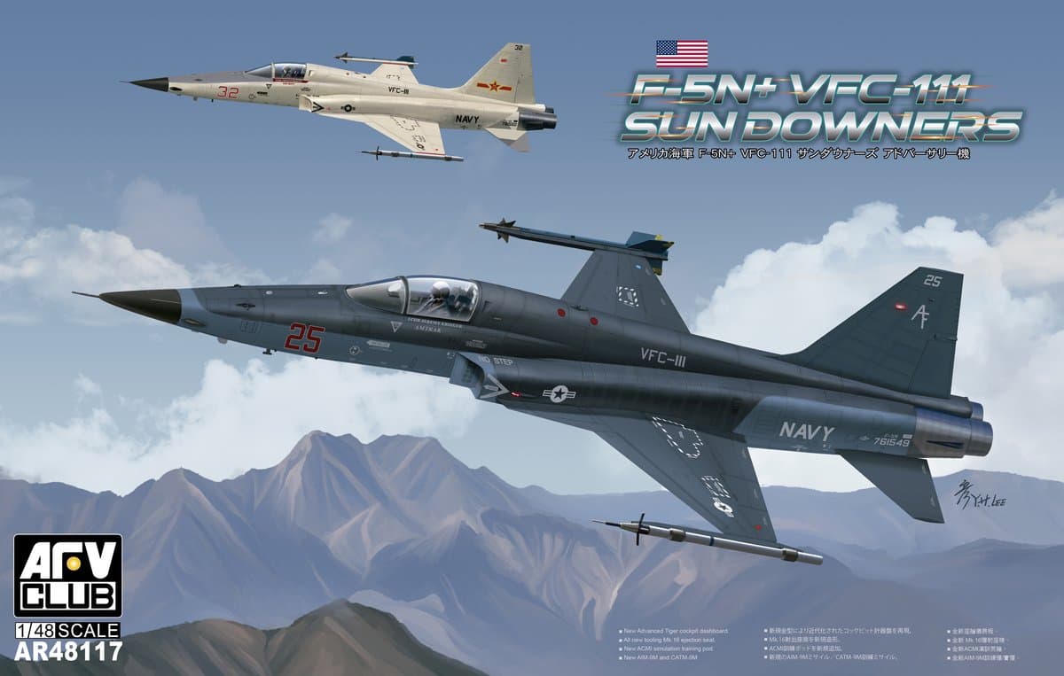 AFV Club Modelbouwpakket Militaire voertuigen - AR48117 Northrop F-5N+ VFC-111 Sundowners - 2 Bouwopties - Amerikaans Straaljager Plastic - 1:48 - Modelbouw
