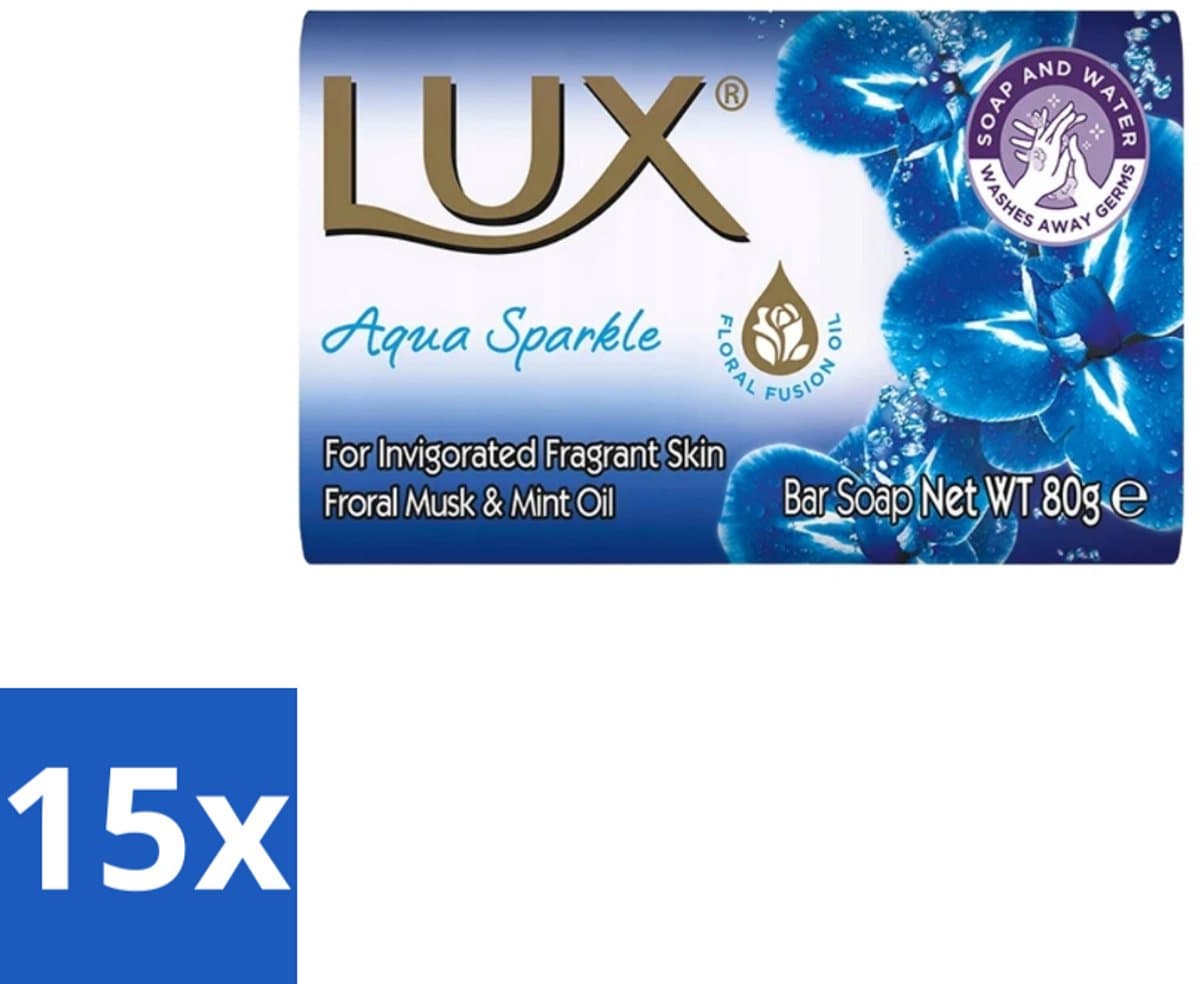 Lux – Bar Soap – Aqua Sparkle – 80 g - Bulkverpakking - 15 stuks