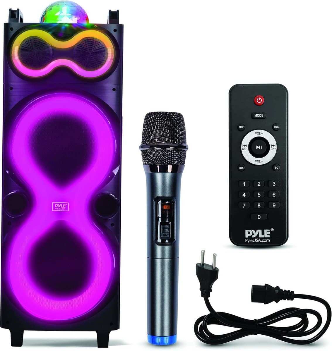 Draagbare PA Geluidsinstallatie met Karaoke Microfoon, 240W, Dubbele 10 Inch Speakers en Oplaadbare Batterij