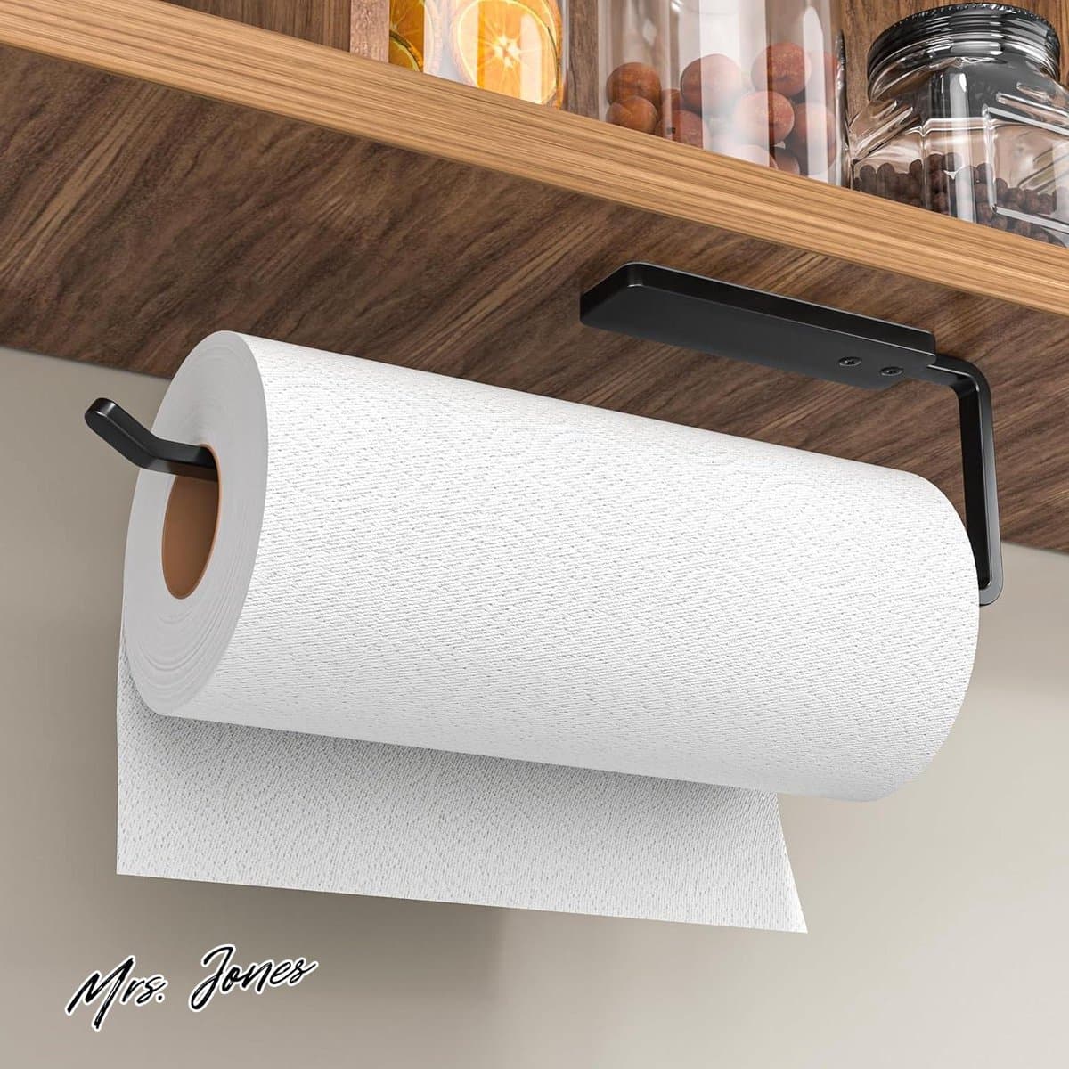 Mrs. Jones Collection Keukenrolhouder zonder boren - Keukenorganizer - Zelfklevend - Aluminium - Zwart .
