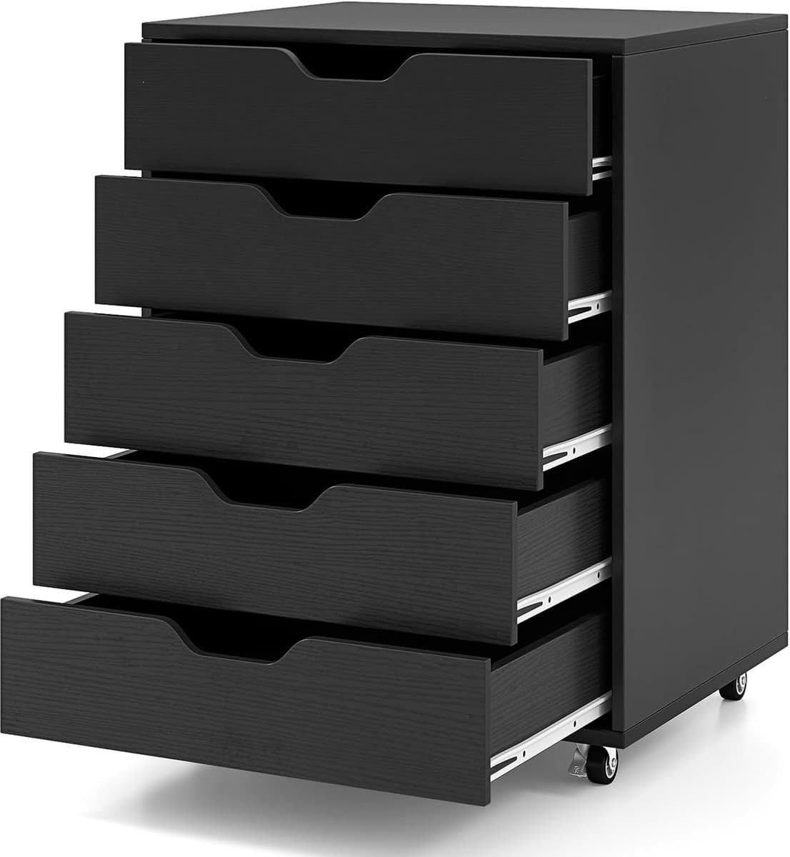 Mobiel Archiefkastje - Ladeblok Op Wielen - Thuiswerk Organisatie - Vijf Ruime Lades - 49 x 42 x 67 cm
