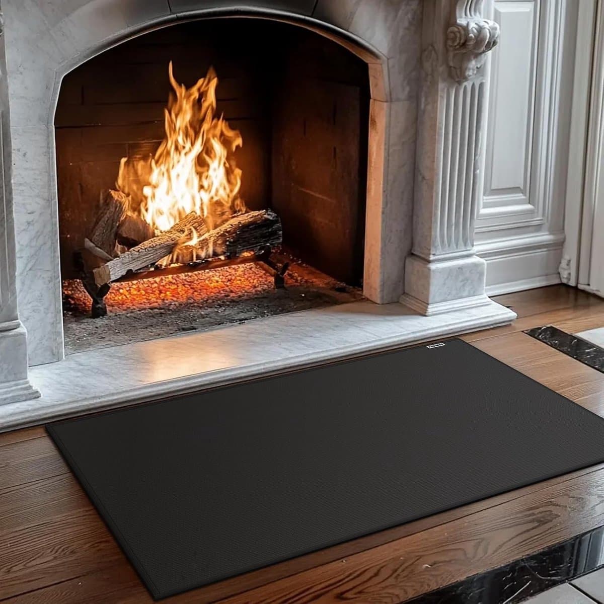 Brandwerende Haardmat - Haardkleed Vonkbeschermer - Veiligheid Haard - Hittebestendig Materiaal - 61 x 107 cm - Zwart