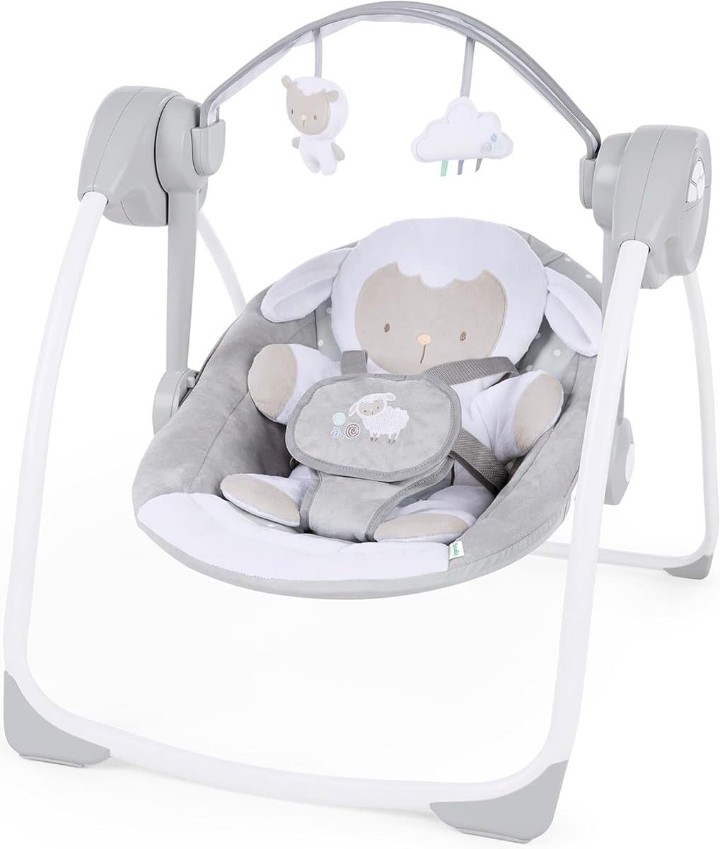 Draagbare babyschommel - Baby relaxer - Baby kalmeren - 6 snelheden en melodieën - Compact design - Grijs