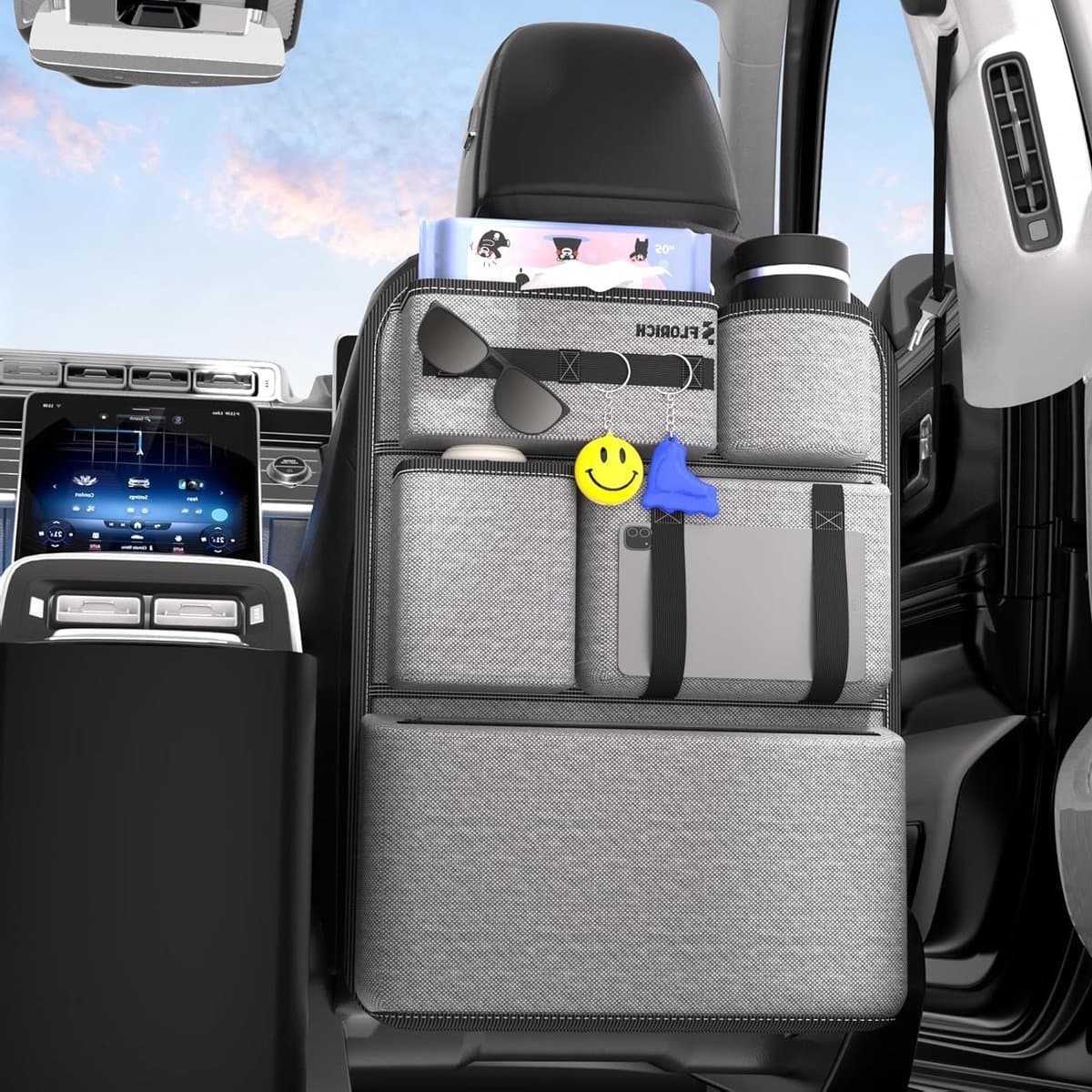 Duurzame autostoelachterbankorganizer met grote capaciteit, ideaal voor auto-accessoires en opbergruimte