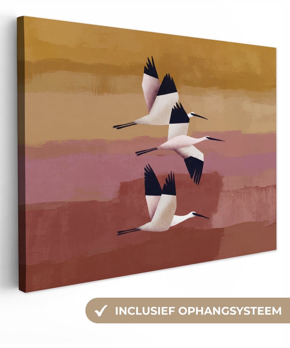 Canvas schilderij 80x60 cm - Exclusieve wanddecoratie Vogels - Snavel - Abstract - Muurdecoratie woonkamer - Slaapkamer decoratie - Kamer accessoires - Schilderijen op canvas