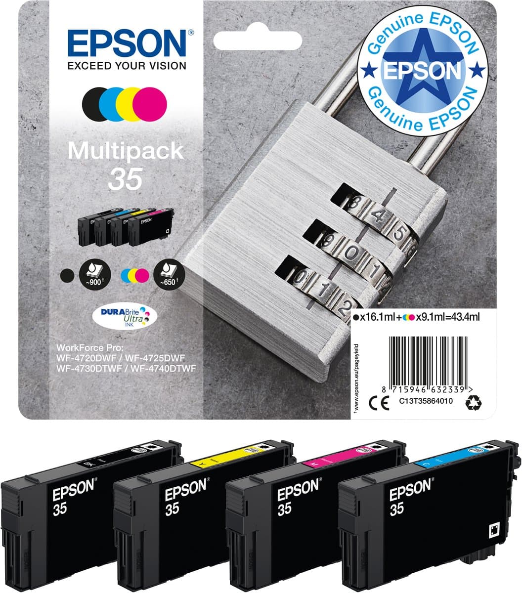 Epson Padlock multipack 4 kleuren 35 DURABrite Ultra inkt