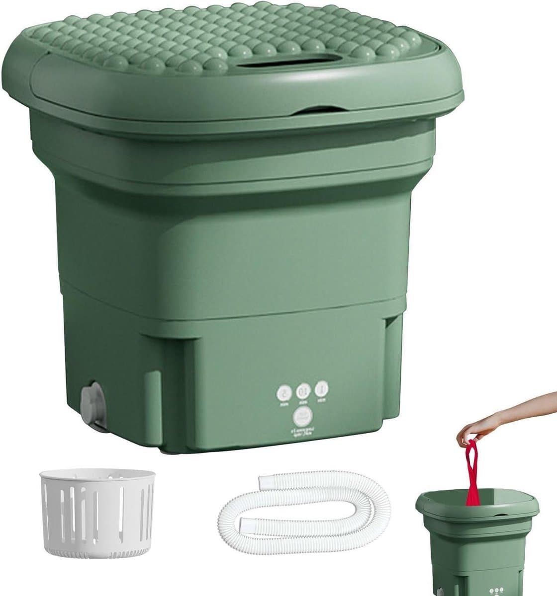 PRIMUZ Opvouwbare wasmachine, 2,8 liter, draagbaar, kleine wasdroger, tablet-wasmachine voor ondergoed, babykleding, kleine wasmachine