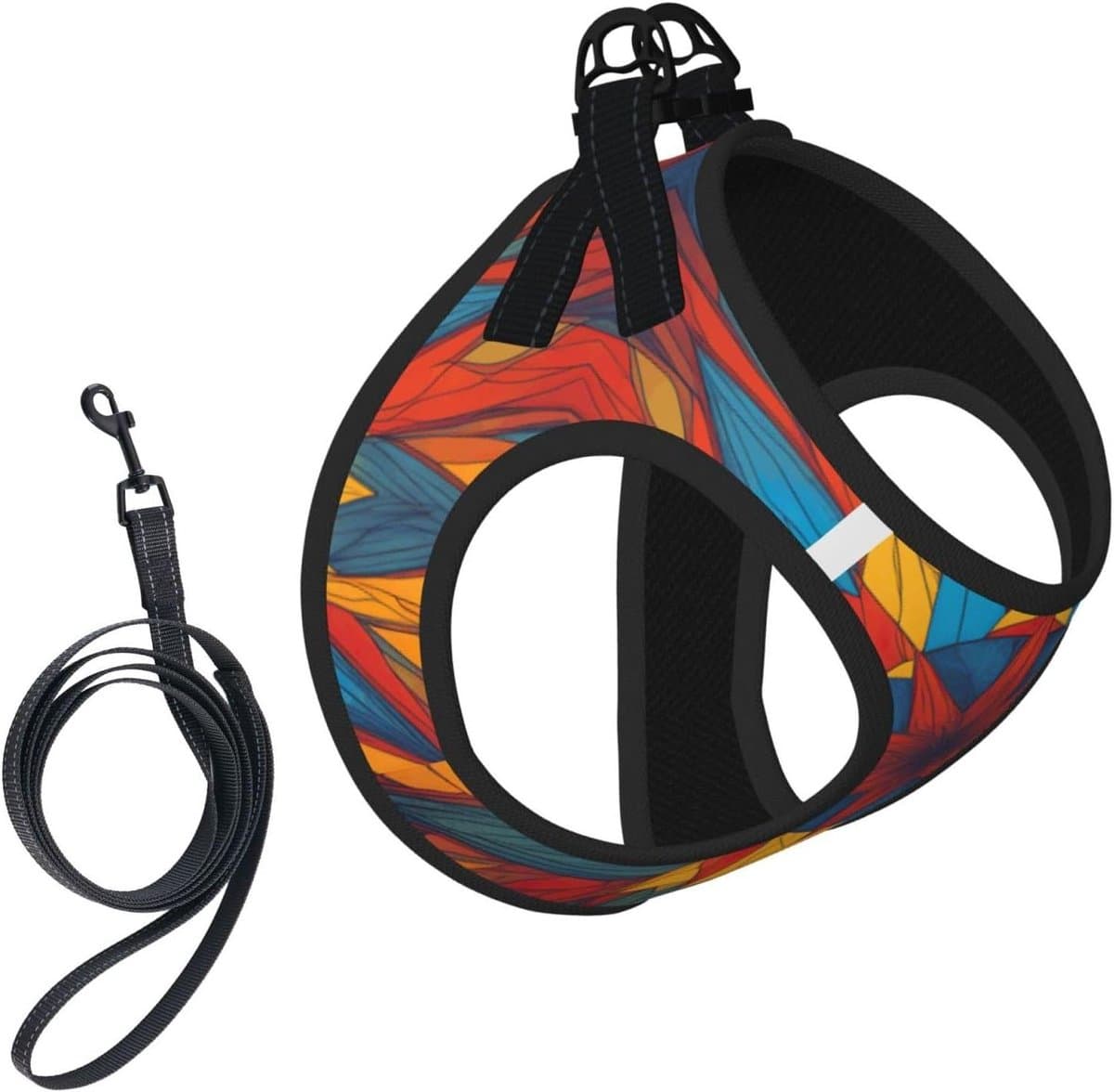 Honden Harnas Set - Huisdier Vest - Veilig Wandelen - Reflecterend Design - Maat L - Kleurrijk Sterrenpatroon