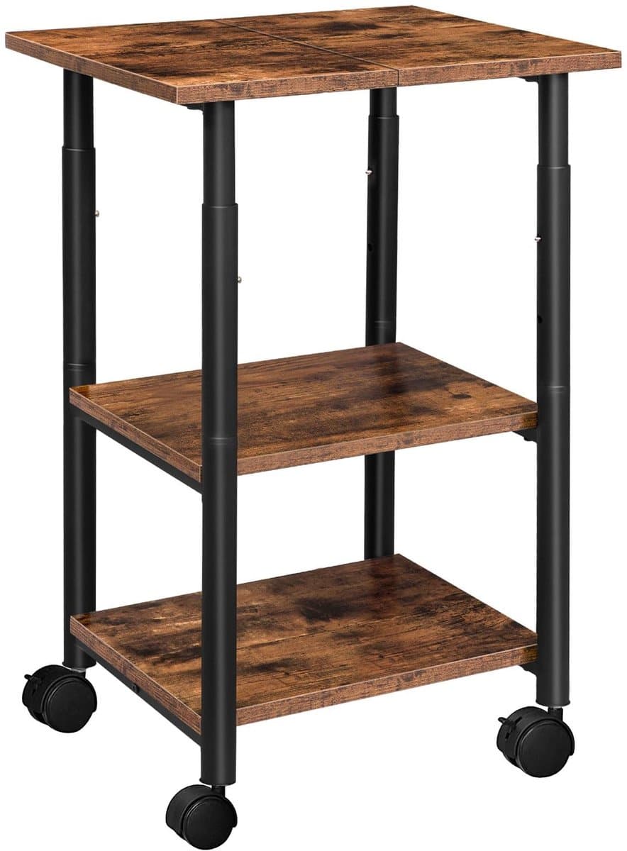 MTTProducts - Printer Tafel - Printer Trolley - Hoogte Verstelbaar - 48.5 x 40 x 67 cm - Multifunctioneel - Geschikt voor Kantoor en Thuis