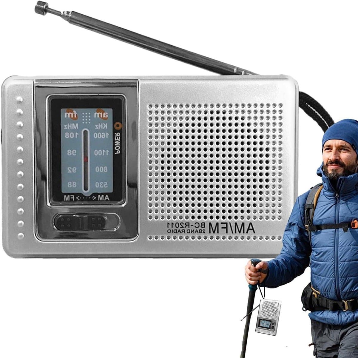 Draagbare Radio - Zakradio AM FM - Kamperen Reizen - Koptelefoon Stereo - 9.6x5.8cm - Zilver