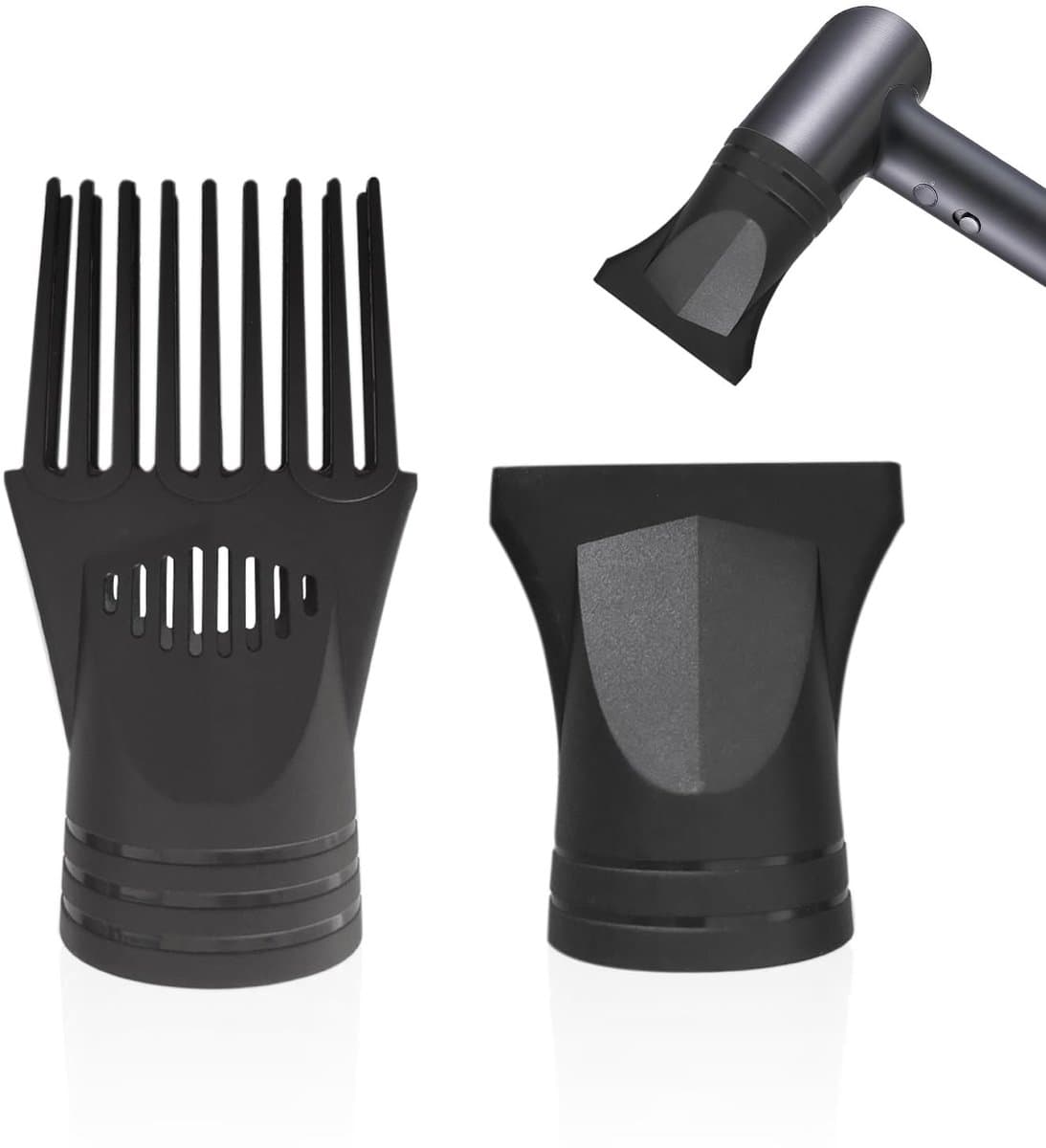 Allecto - Haardroger mondstuk - Universele diffuser - Hoge temperatuurbestendigheid - Zwart - Haardiffuser opzetstuk - Ideaal voor kappers - 2 stuks