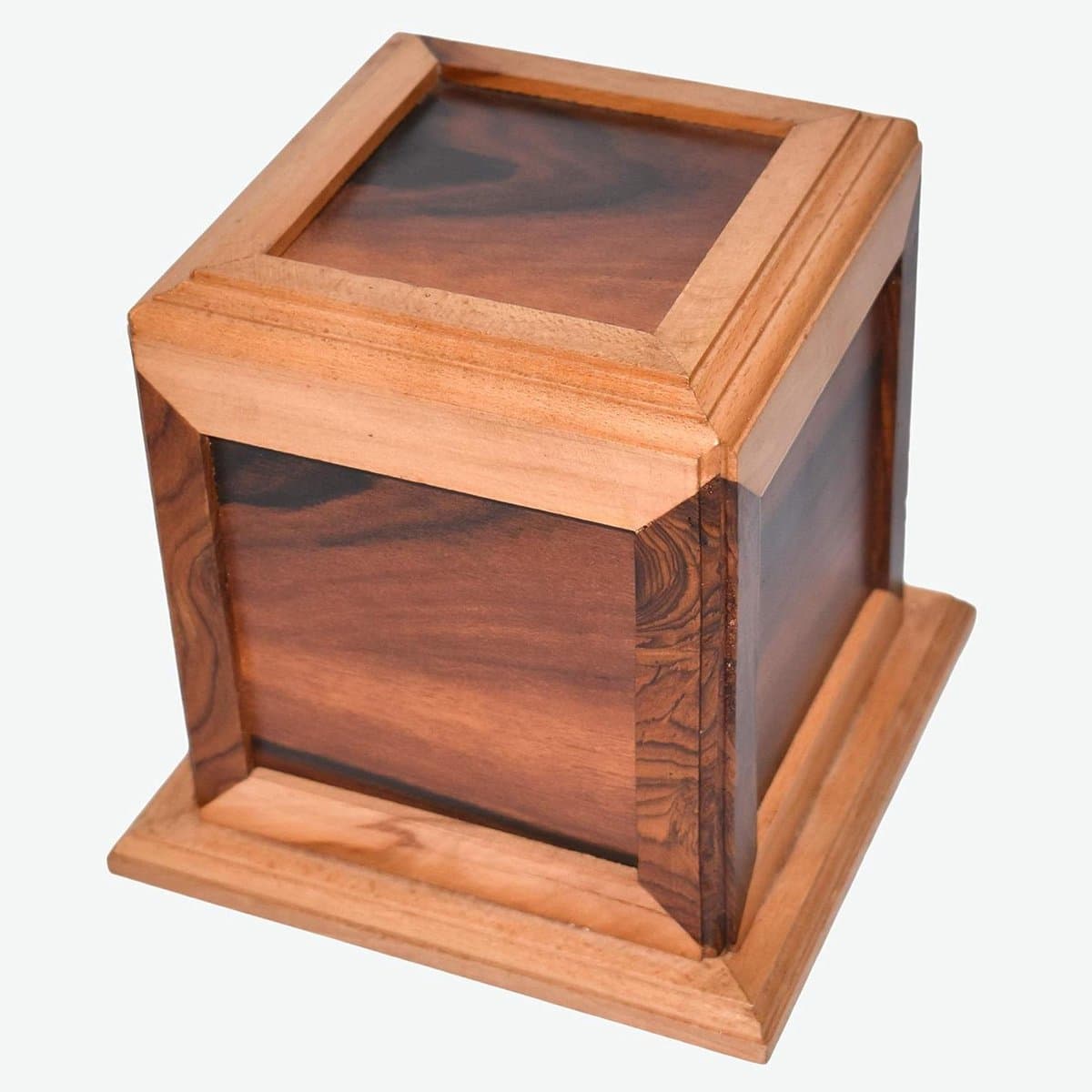 Houten Urn - Asbewaring Doos - Herdenking Thuis - Handgemaakt Palissander - 6 x 6 x 8 Inch - Natuurlijk Hout