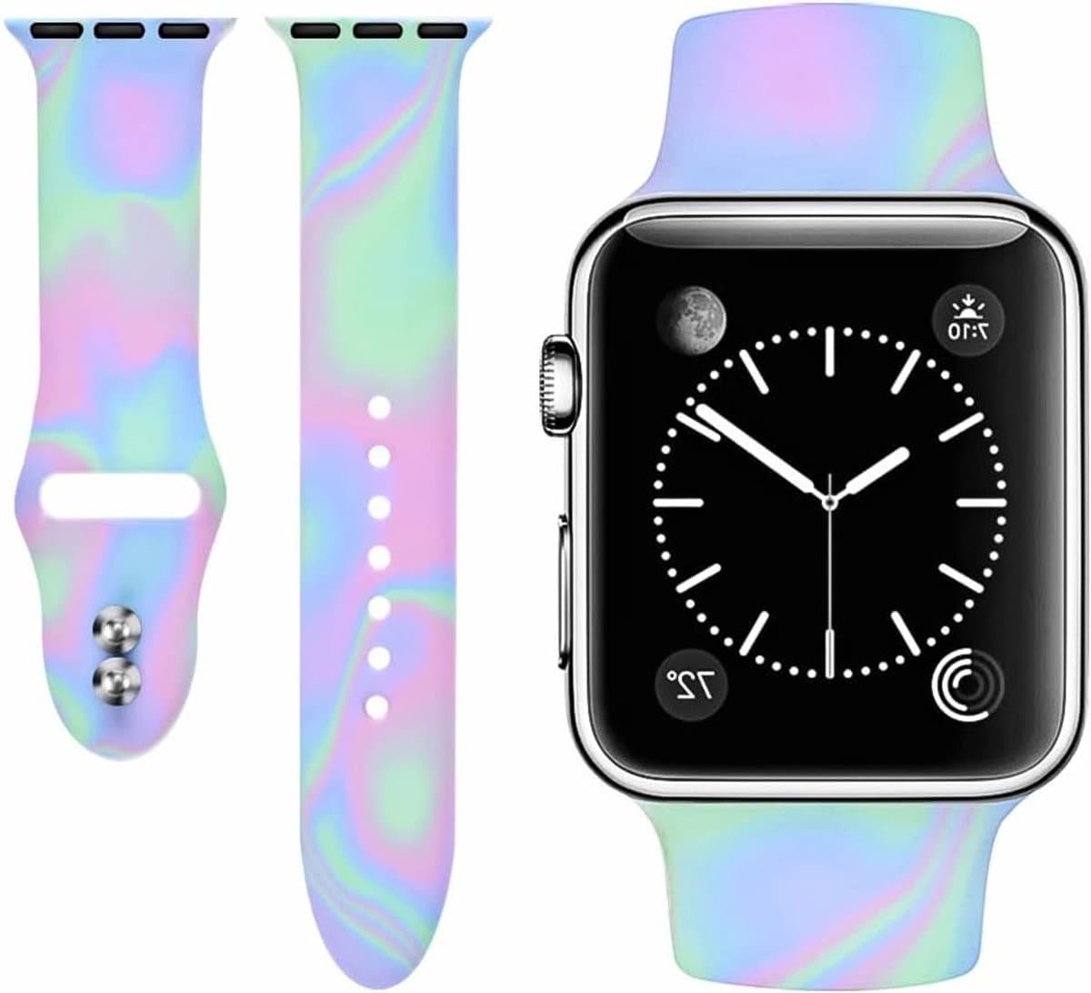 Zachte silicone vervangband voor Apple Watch 38 mm 40 mm 41 mm - Sportband voor heren en dames, geschikt voor Series SE 7 6 5 4 3 2 1