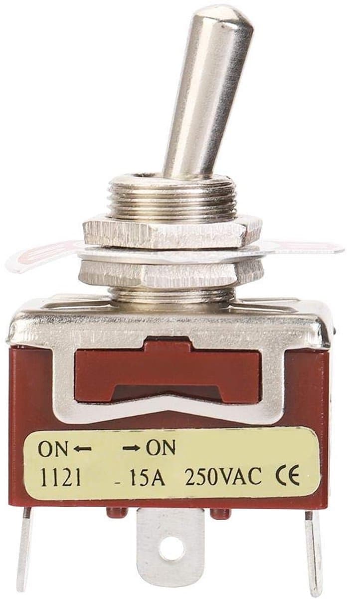 Rocker Switch ON-ON SPDT 3-Pin - 12mm, 15A 250V - 5 Stuks voor Industriële Toepassingen