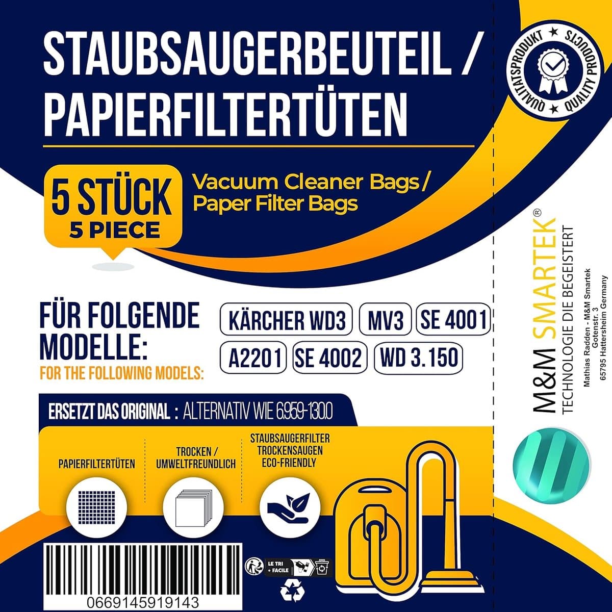 Papieren filterzakken - Stofzuigerzakken - Effectief stofzuigen - Hoge scheurvastheid - 10 stuks - Wit