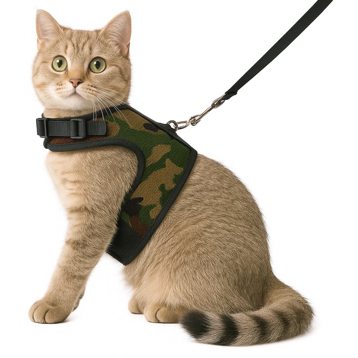 Zootic kattentuigje met looplijn - Kattenharnas camouflage maat L - Halsomvang 24-33cm & Borstomvang 36-41cm