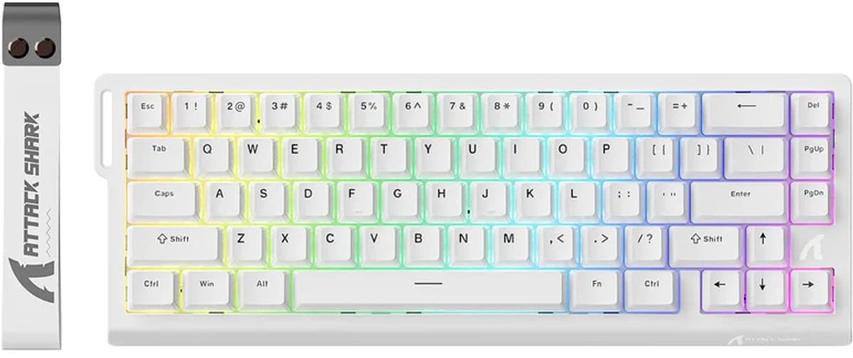Attack Shark X68 HE Gaming Toetsenbord, Hall Effect, Compact 66 Toetsen - Wit