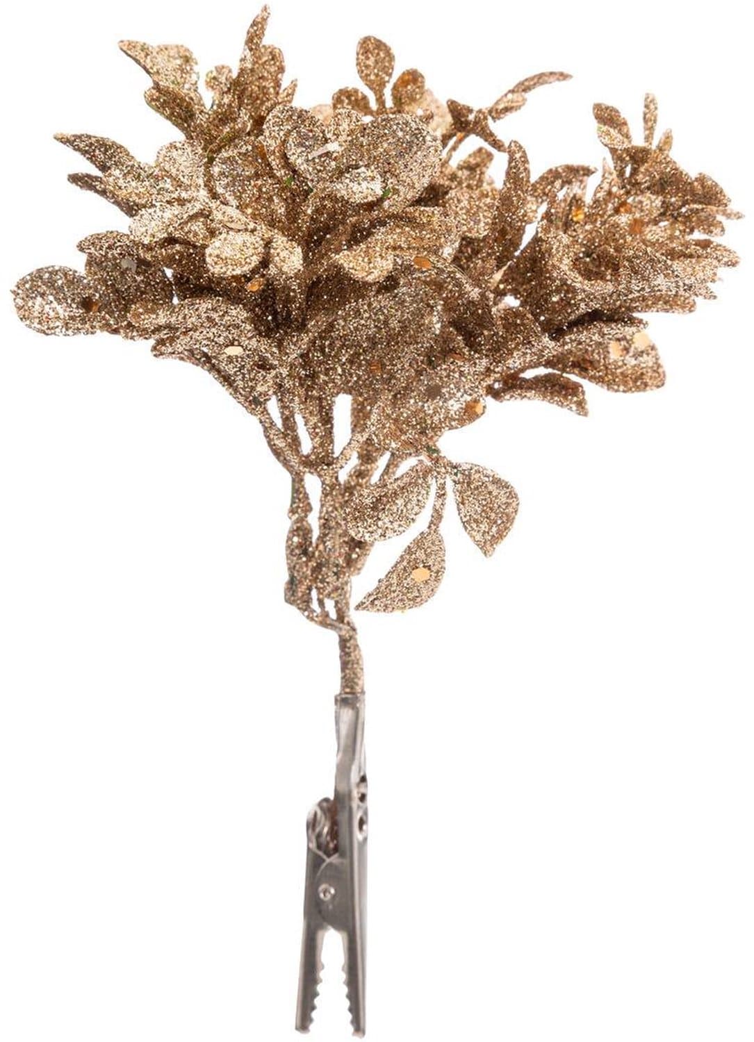 Sujet de noël fleur paillettes doré