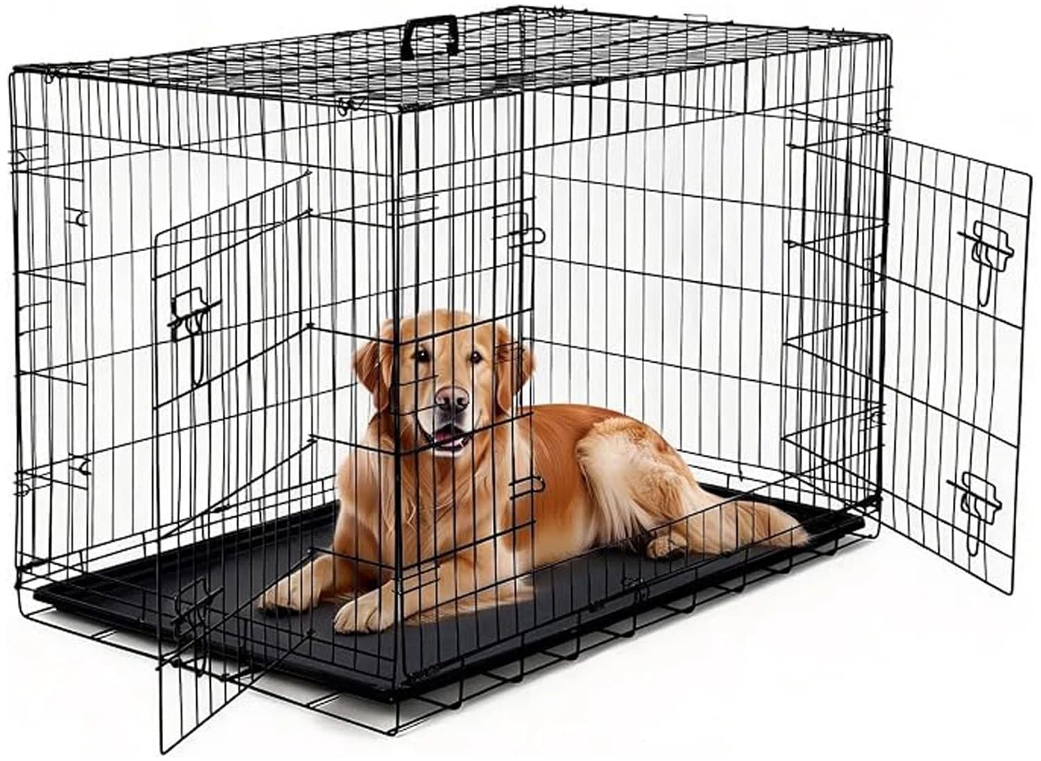 Nutrella - Hondenkooi - Kondenbench - Uitneembare opvangbak - Opvouwbaar - Metaal - 107 x 70 x 78 cm - Zwart
