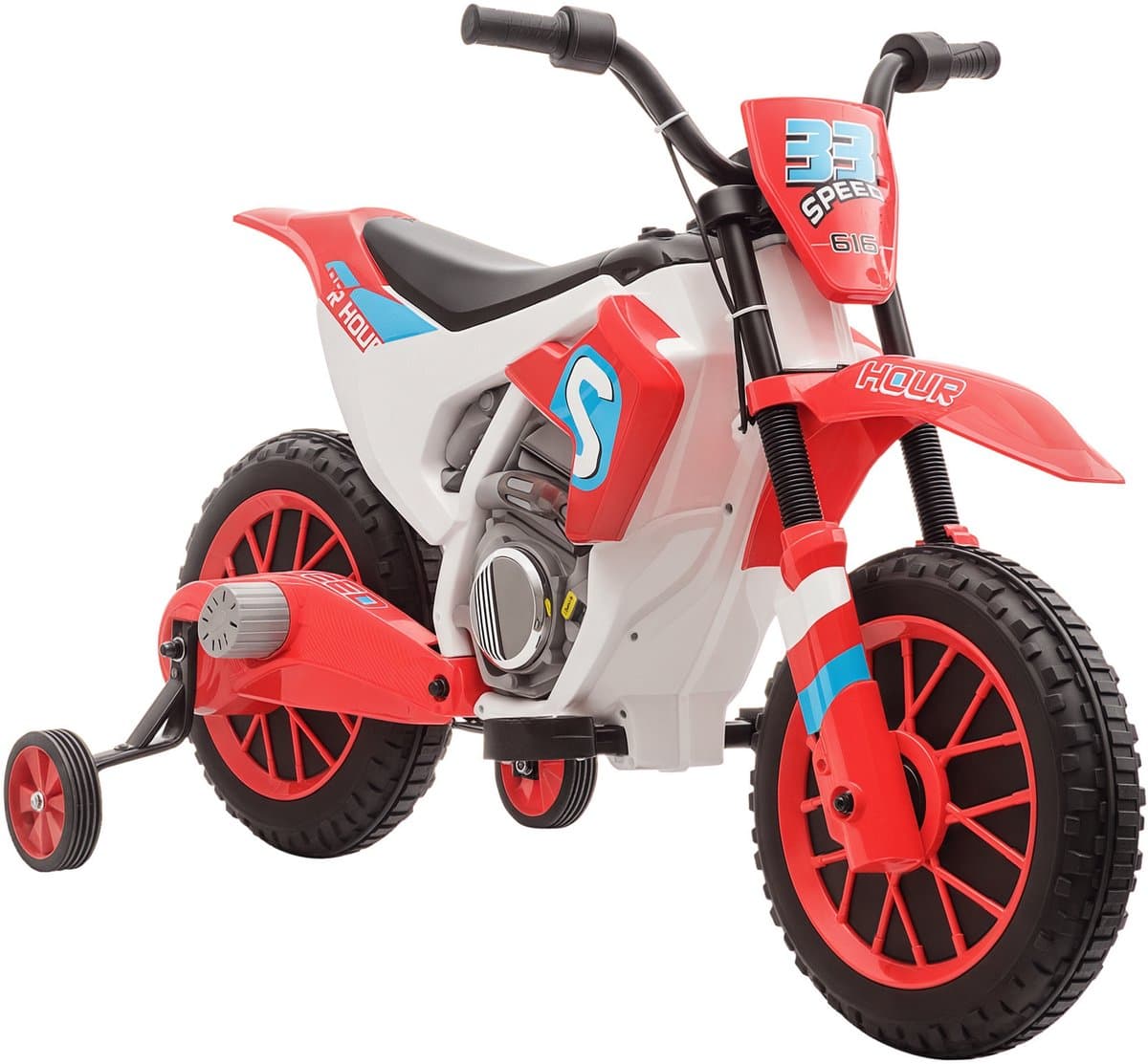 HOMCOM Ride on Car PP, Metall 106,5L x 51,5B x 68H cm Rot+Weiß