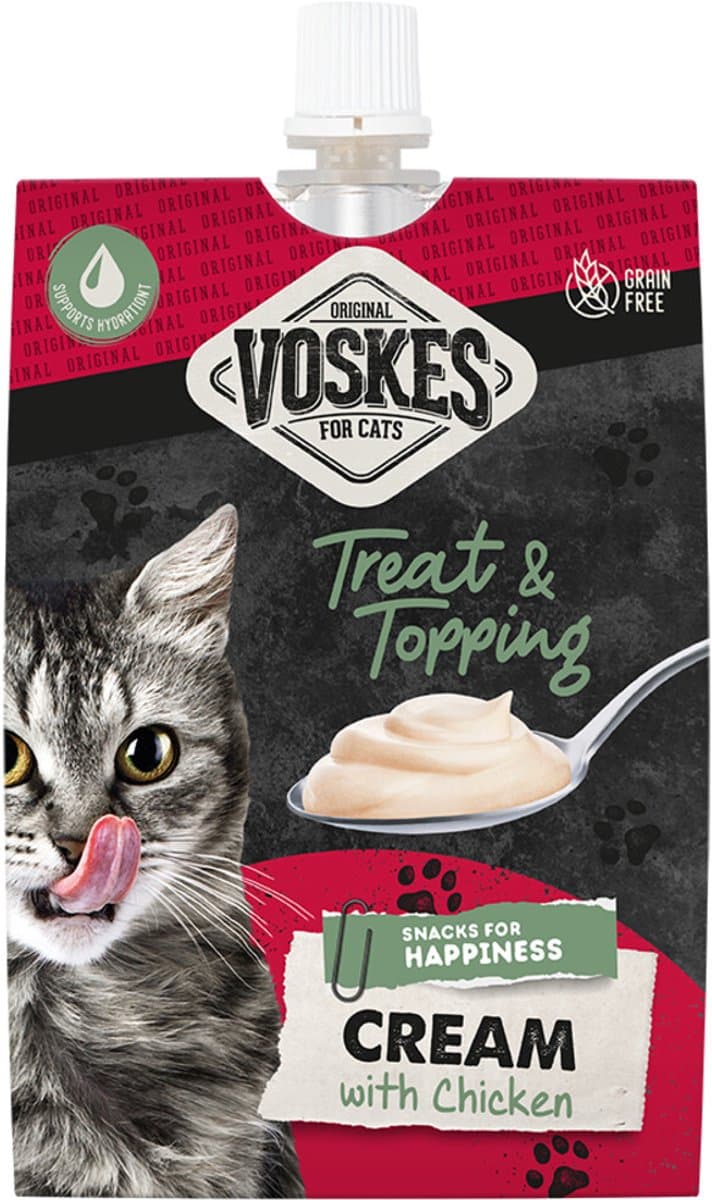 Voskes Original Cream Kattensnack Kip - 15 x 90 gr - Voordeelverpakking