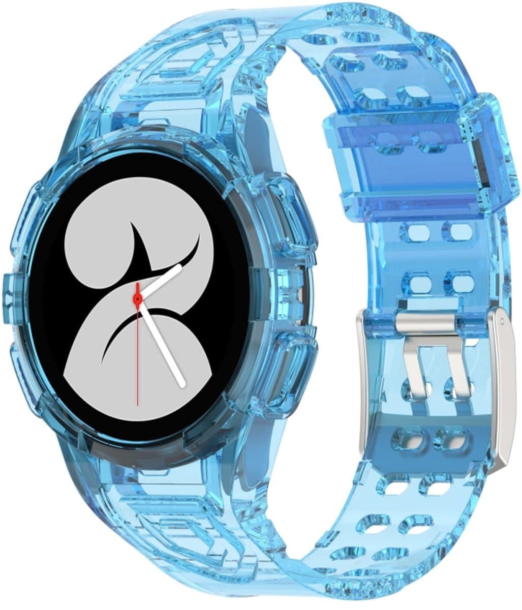 For Samsung Galaxy Watch5 40mm Silicone Integrated Watch Band(Transparent Blue)
