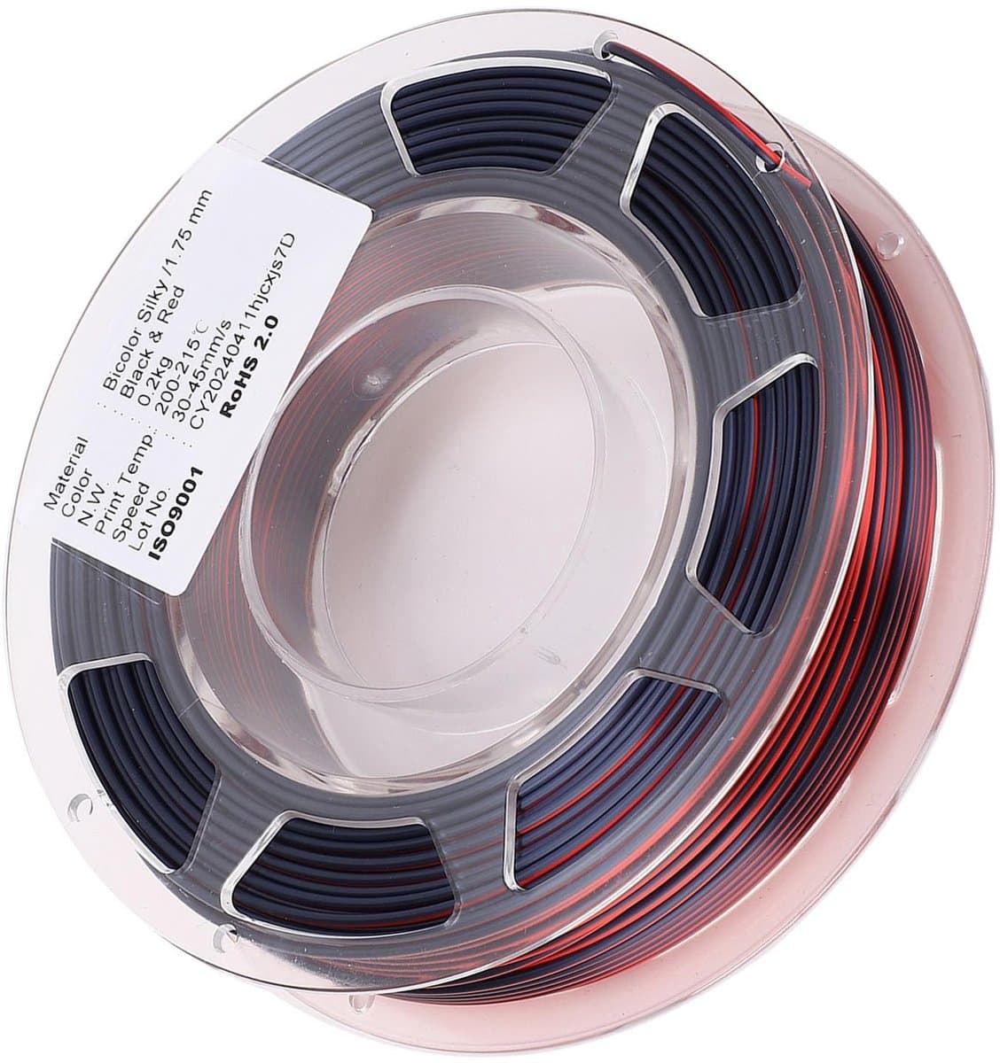 Dailygoods- PLA-Filament 1,75 mm - Tweekleurig Zwart/Rood - 200 g - 3D-printerbenodigdheden - Geen verstopping - Uitstekende hechting - 3D-printmateriaal