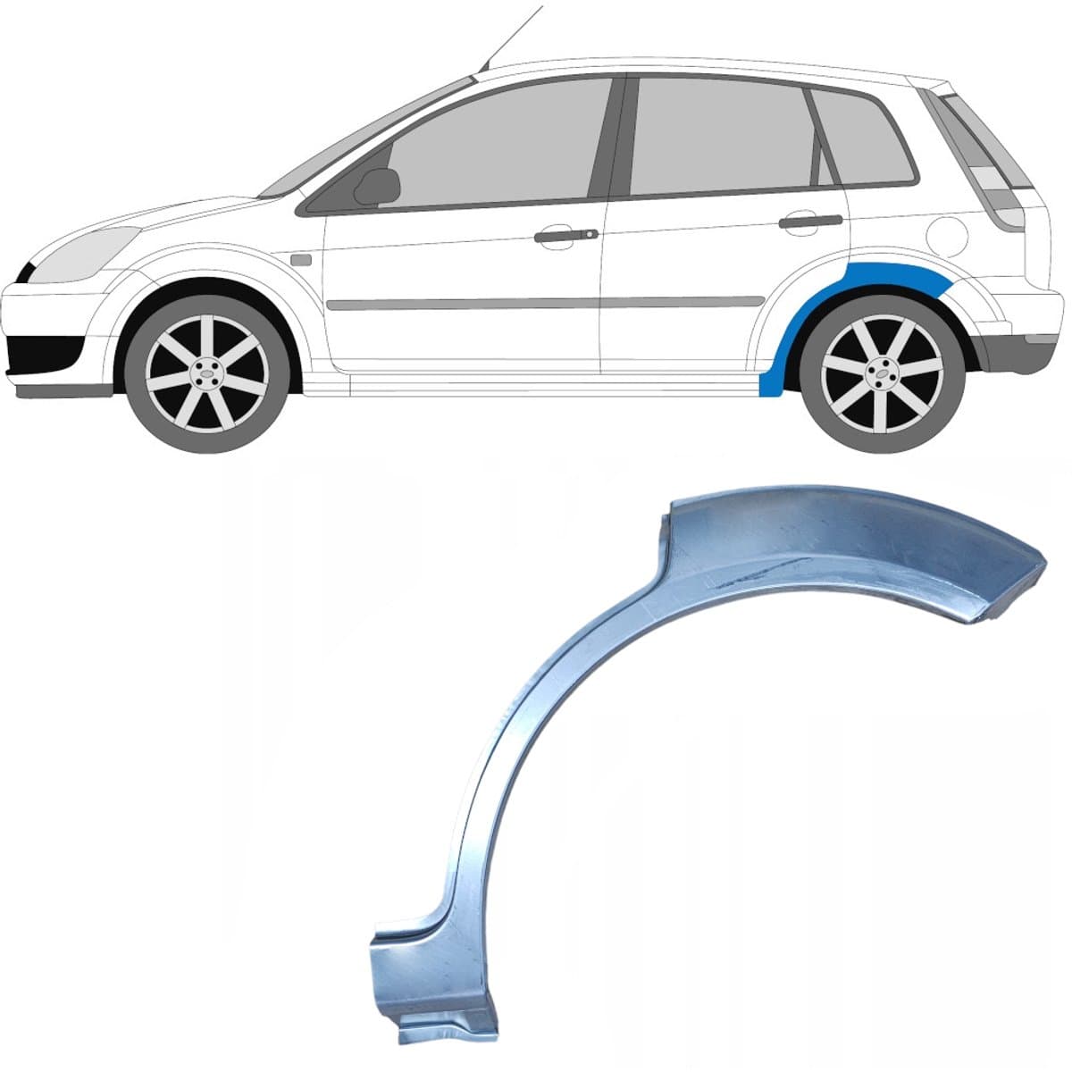 Reparatiepaneel achterspatbord voor Ford Fiesta 2002-2008 / Links