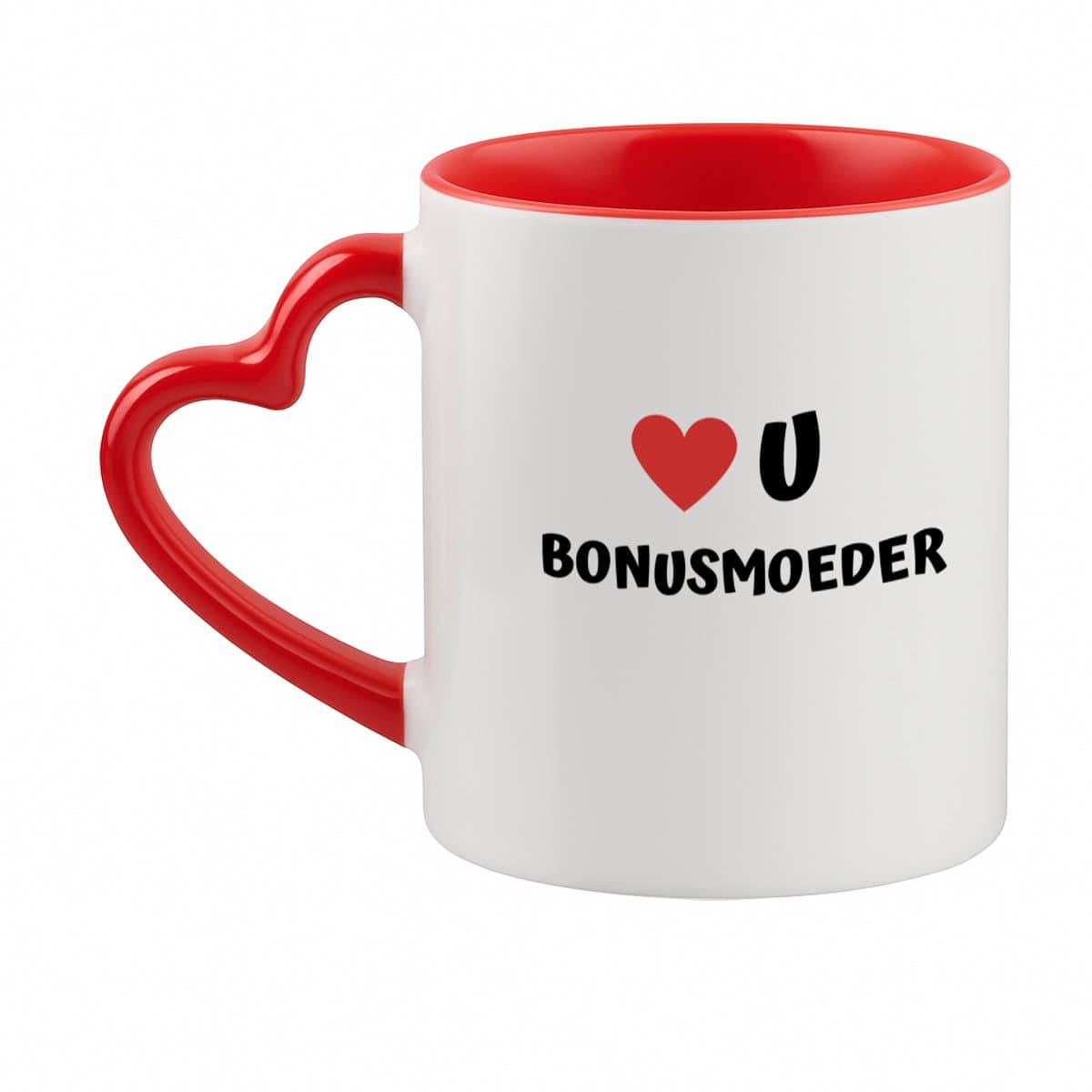 Hacebo® - love u bonusmoeder koffiebeker met hart oor rood - Mama - de liefste bonusmoeder - thee mok - koffie beker - Moeder cadeautjes - moederdag - verjaardag - geschenk - kado - koffiemok - 330 ML