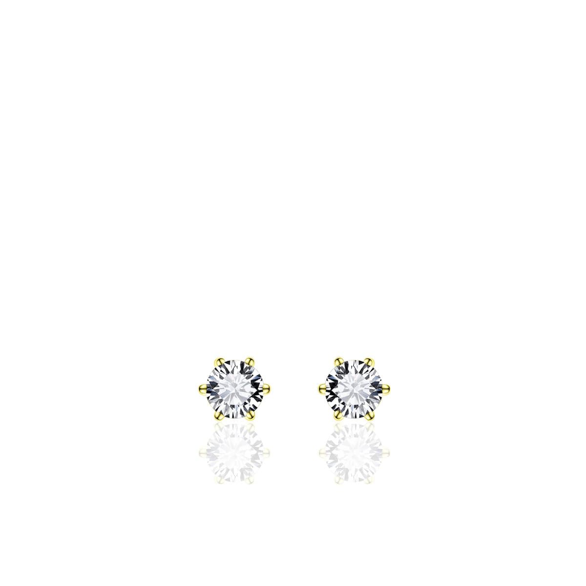 Jewels Inc. - Oorbellen - Oorstekers Solitaire gezet met Zirkonia - 5mmØ - Geelgoud Verguld Zilver 925