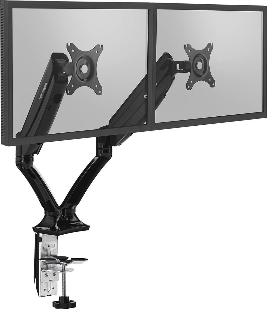 Dubbele Monitor Arm voor 2 Schermen 10-27 Inch - Flexibel en Inklapbaar met Gasveer